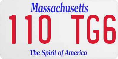 MA license plate 110TG6