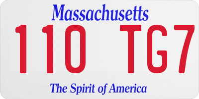 MA license plate 110TG7