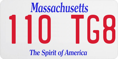 MA license plate 110TG8
