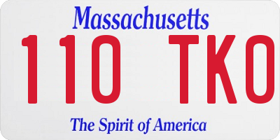 MA license plate 110TK0