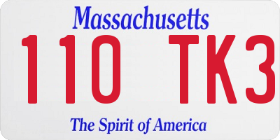 MA license plate 110TK3