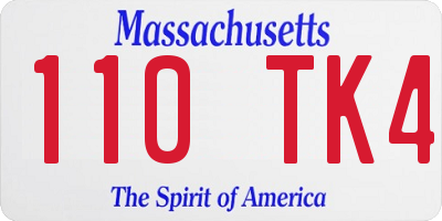MA license plate 110TK4