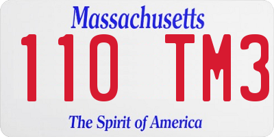 MA license plate 110TM3