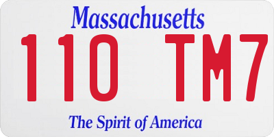 MA license plate 110TM7