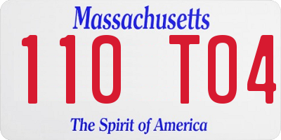 MA license plate 110TO4