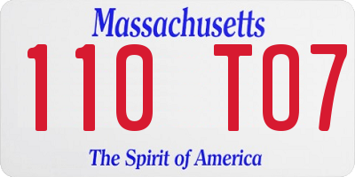 MA license plate 110TO7