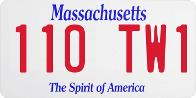 MA license plate 110TW1