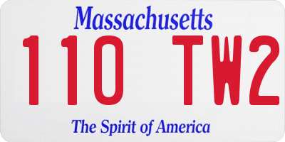 MA license plate 110TW2