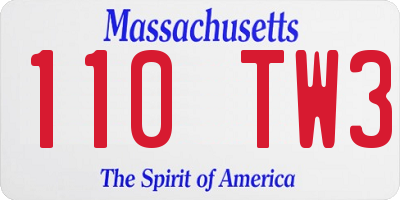 MA license plate 110TW3
