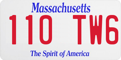 MA license plate 110TW6