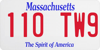 MA license plate 110TW9