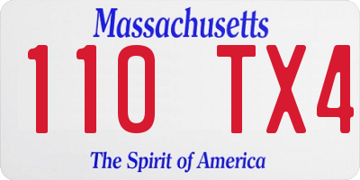 MA license plate 110TX4