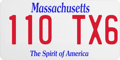 MA license plate 110TX6