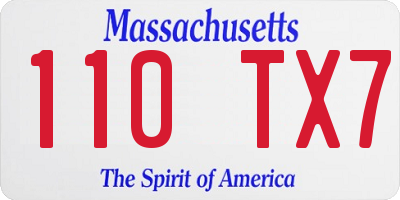 MA license plate 110TX7