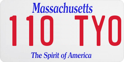 MA license plate 110TY0