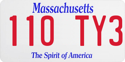MA license plate 110TY3