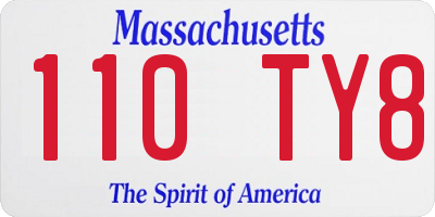 MA license plate 110TY8