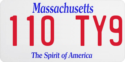 MA license plate 110TY9