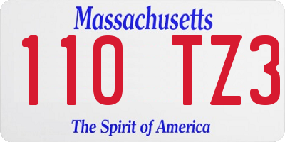 MA license plate 110TZ3