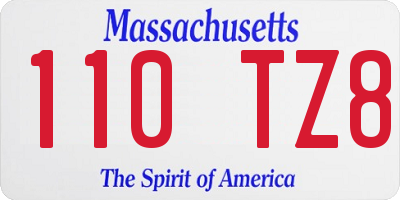 MA license plate 110TZ8