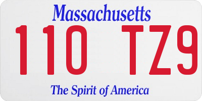 MA license plate 110TZ9