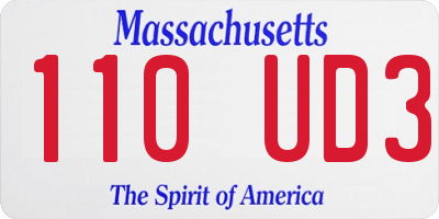 MA license plate 110UD3