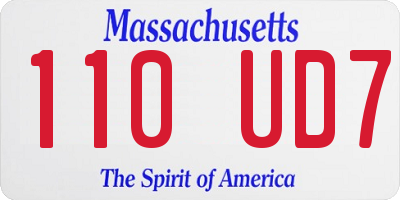 MA license plate 110UD7