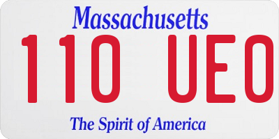 MA license plate 110UE0