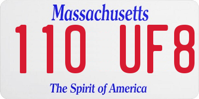 MA license plate 110UF8
