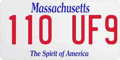 MA license plate 110UF9
