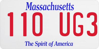 MA license plate 110UG3