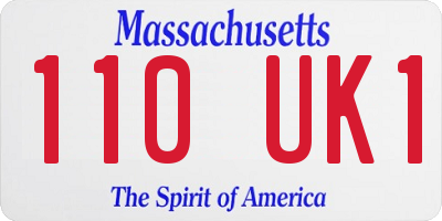 MA license plate 110UK1
