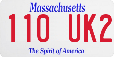 MA license plate 110UK2