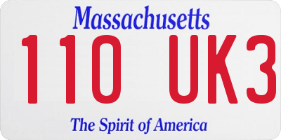 MA license plate 110UK3
