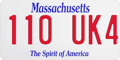 MA license plate 110UK4