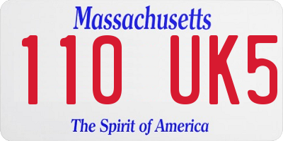MA license plate 110UK5