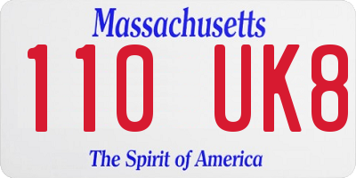 MA license plate 110UK8