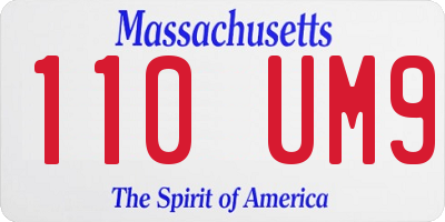MA license plate 110UM9