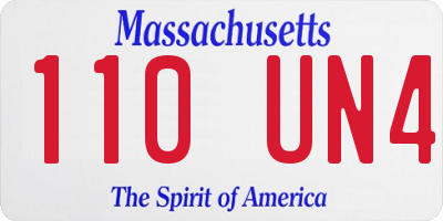 MA license plate 110UN4