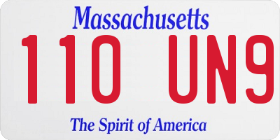 MA license plate 110UN9