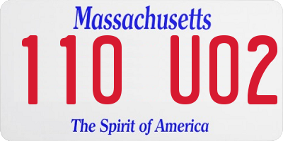 MA license plate 110UO2