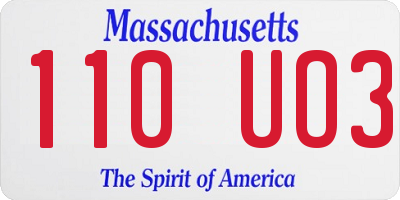 MA license plate 110UO3