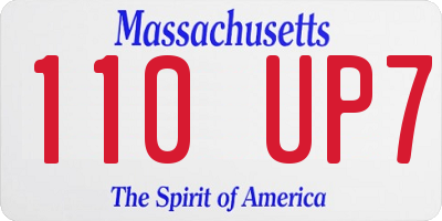 MA license plate 110UP7