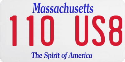 MA license plate 110US8