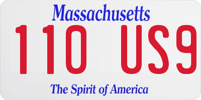 MA license plate 110US9