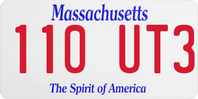 MA license plate 110UT3