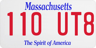 MA license plate 110UT8