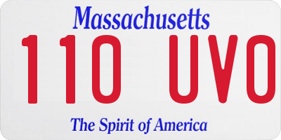 MA license plate 110UV0