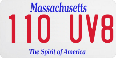 MA license plate 110UV8