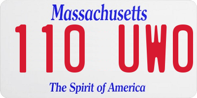 MA license plate 110UW0